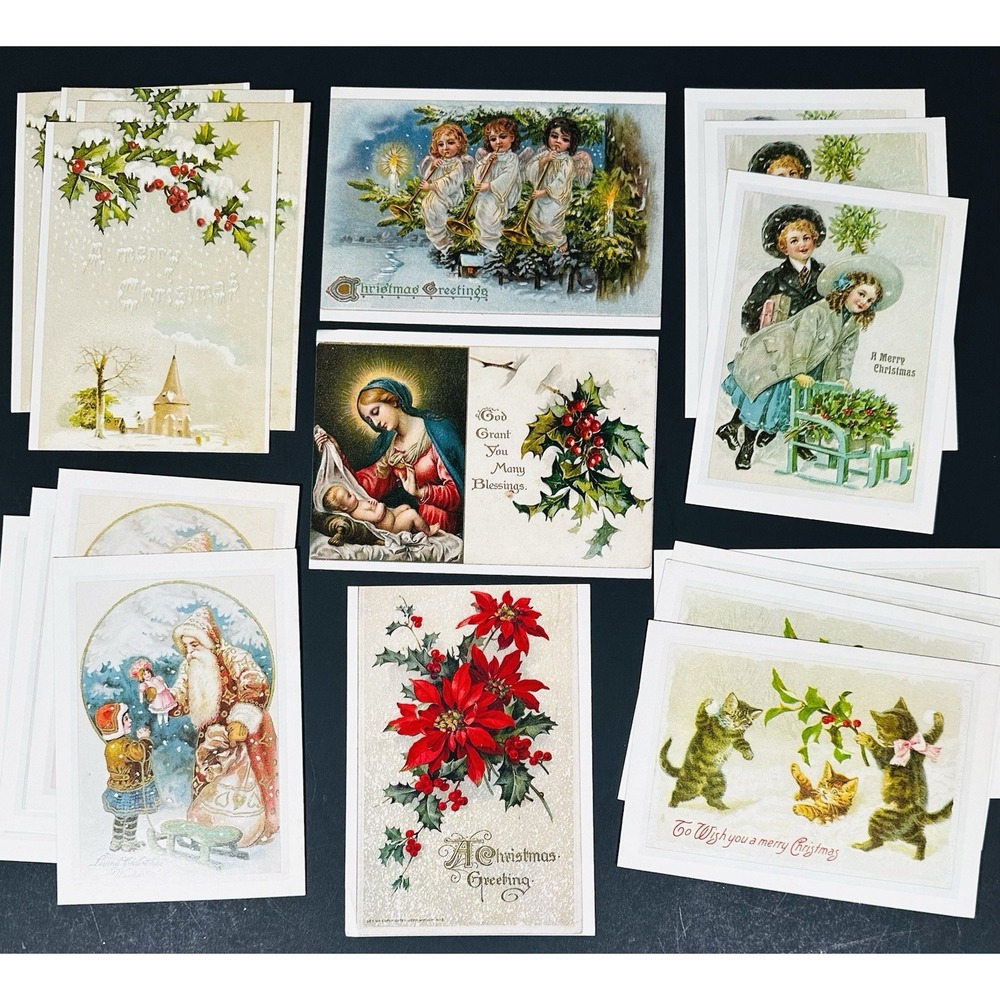 LOT of 18 NEW Antique Style Classic Christmas Postcards Reproduction Unposted